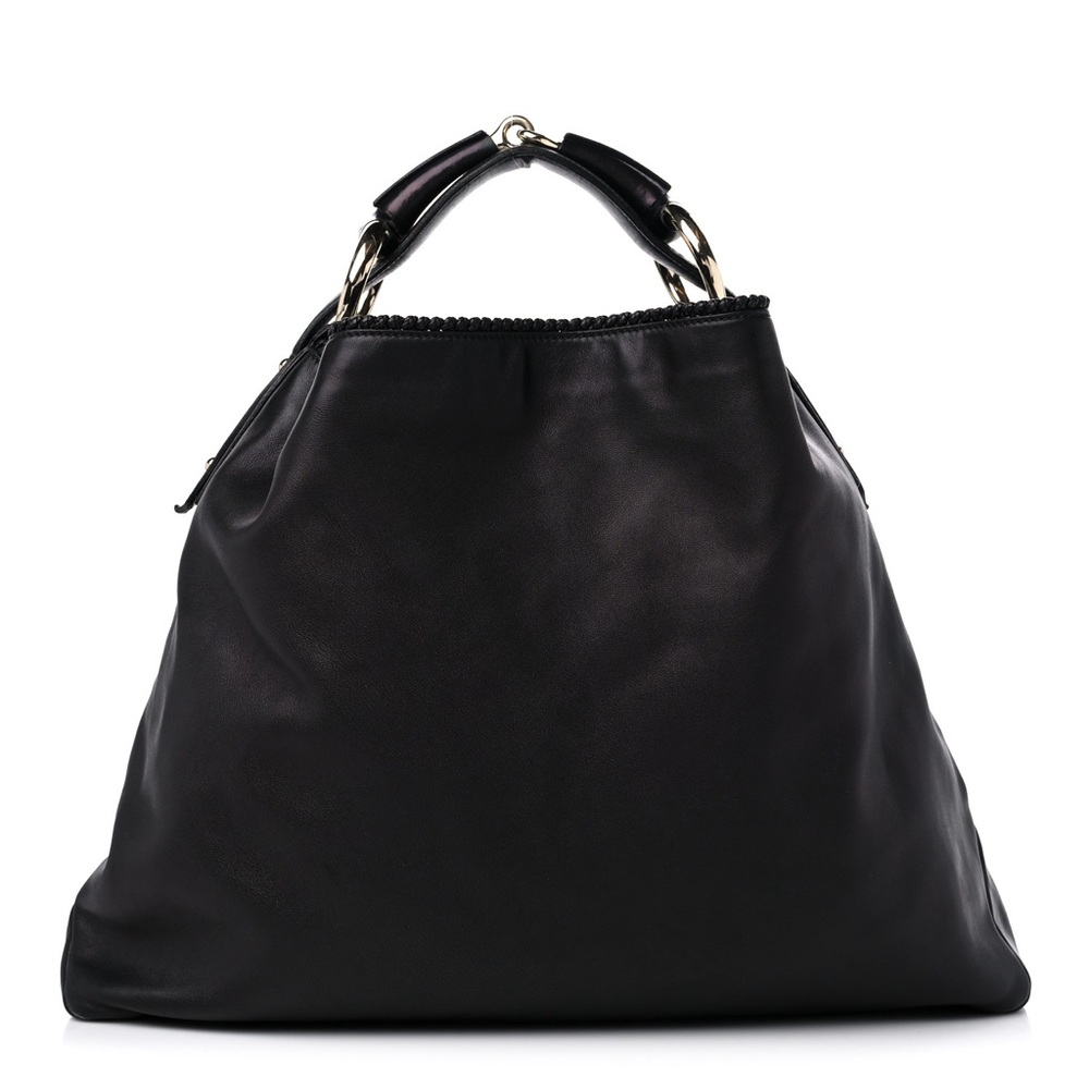 Gucci Horsebit large black leather hobo bag l